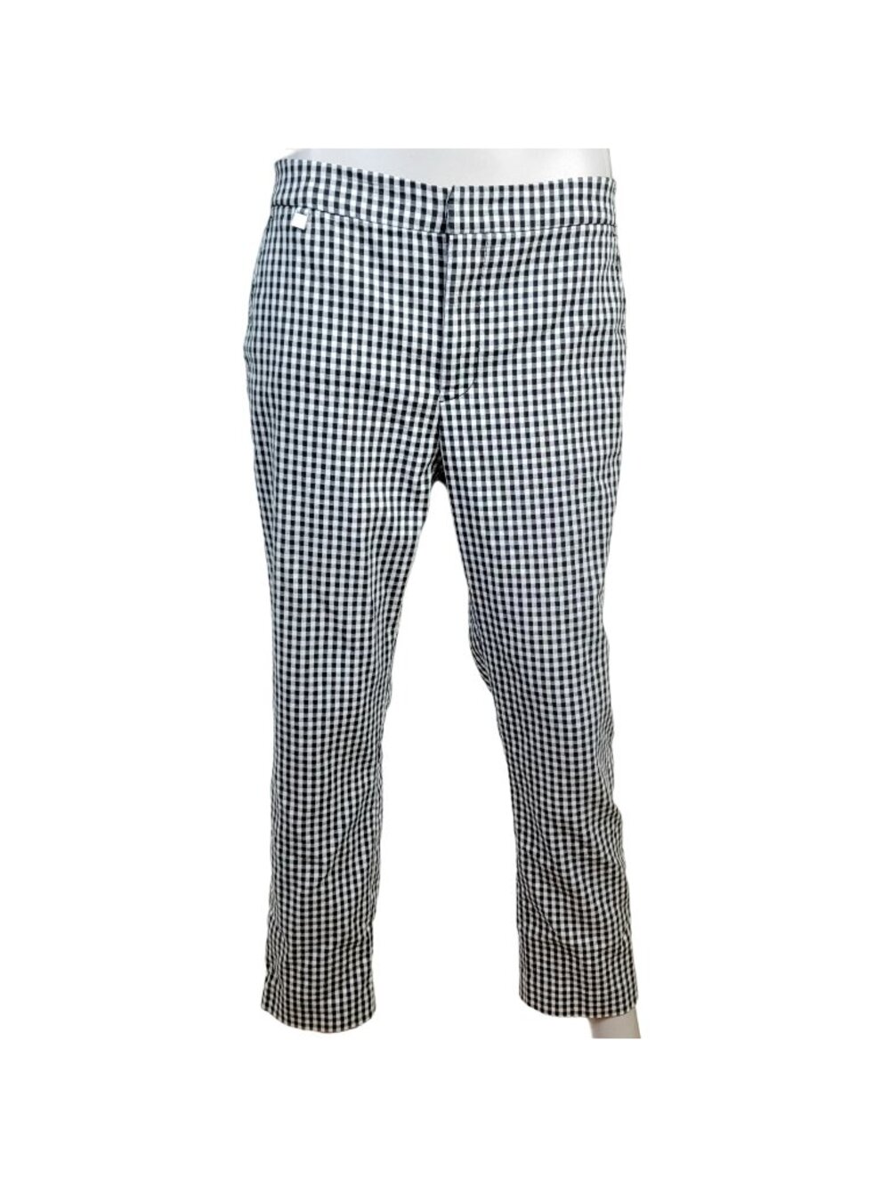Ralph Lauren Gingham Crop Pants Women 8 Black White Mid Rise Jeans Formal Work M